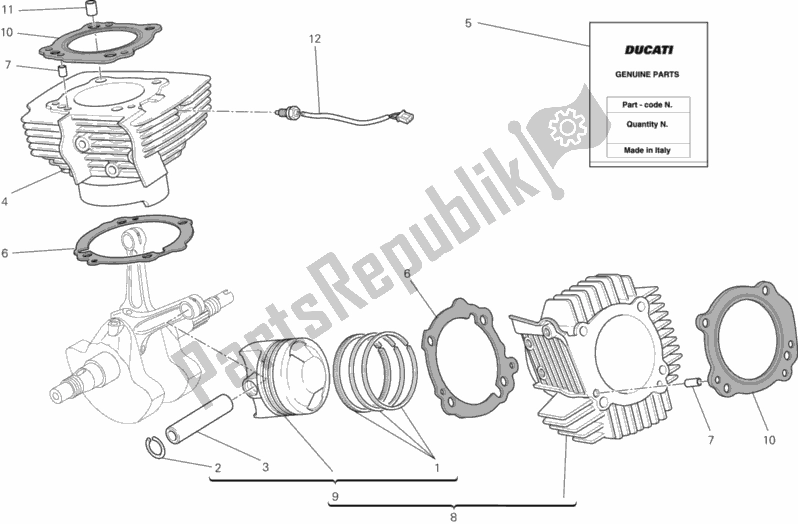 All parts for the Cylinder - Piston of the Ducati Monster 795 EU Thailand 2014